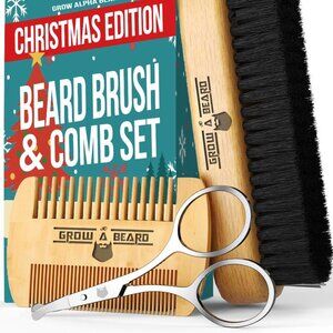 Beard Brush for Men and Comb Grooming Kit Natural Boar Bristle Brush Gift
